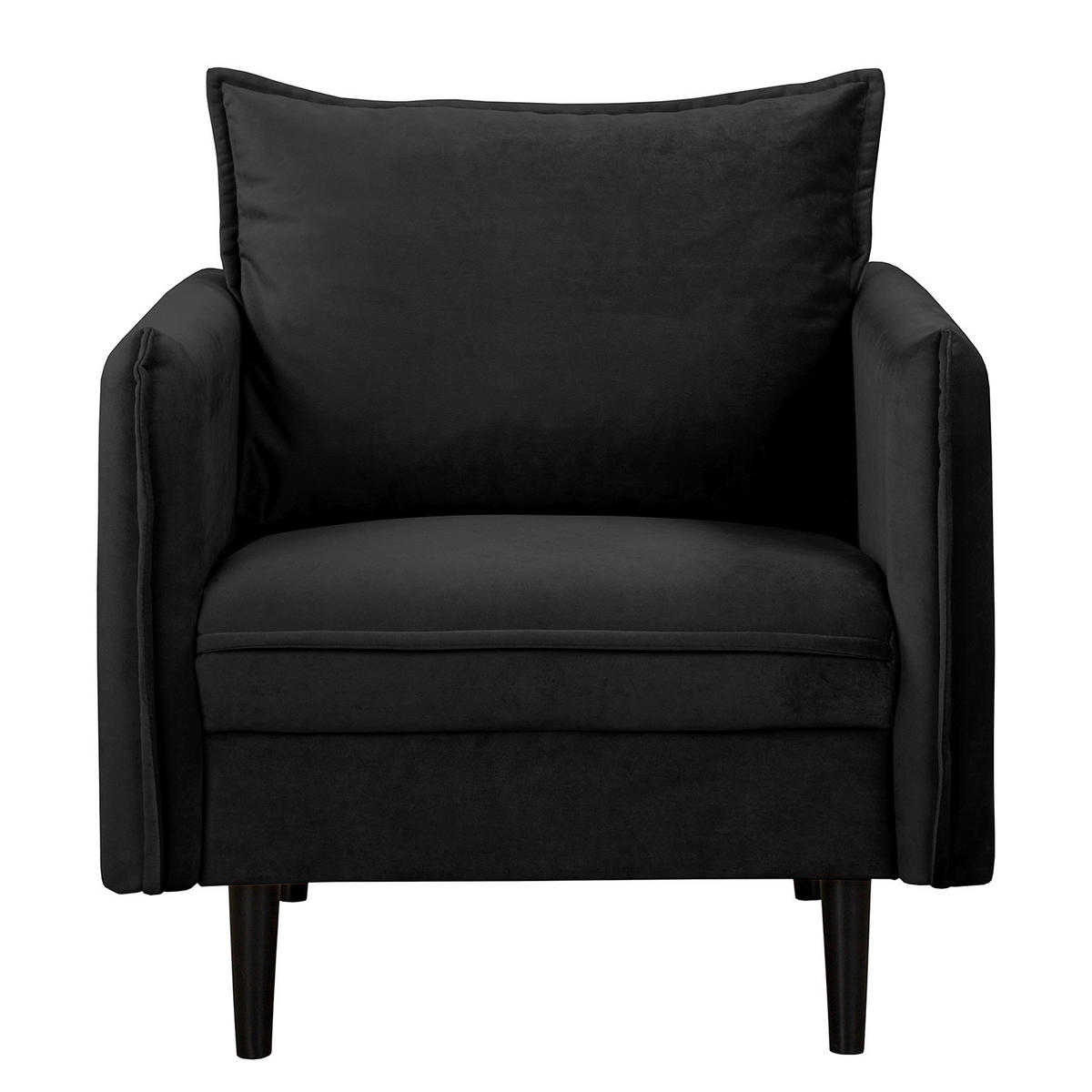 SESSEL in Samt Schwarz  - Schwarz, Design, Holz/Textil (74/86/100cm) - P & B
