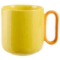 KAFFEEBECHER  420 ml   - Gelb/Orange, Design, Keramik (9/9,8cm) - Novel