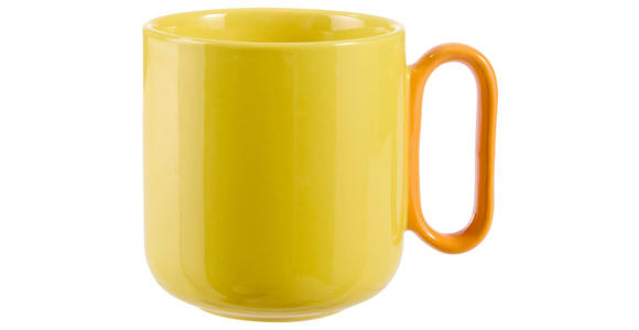 KAFFEEBECHER  420 ml   - Gelb/Orange, Design, Keramik (9/9,8cm) - Novel
