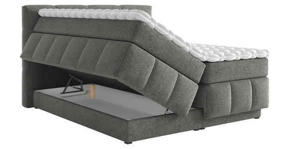 BOXSPRINGBETT 180/200 cm  in Dunkelgrau  - Dunkelgrau/Schwarz, KONVENTIONELL, Kunststoff/Textil (180/200cm) - Carryhome