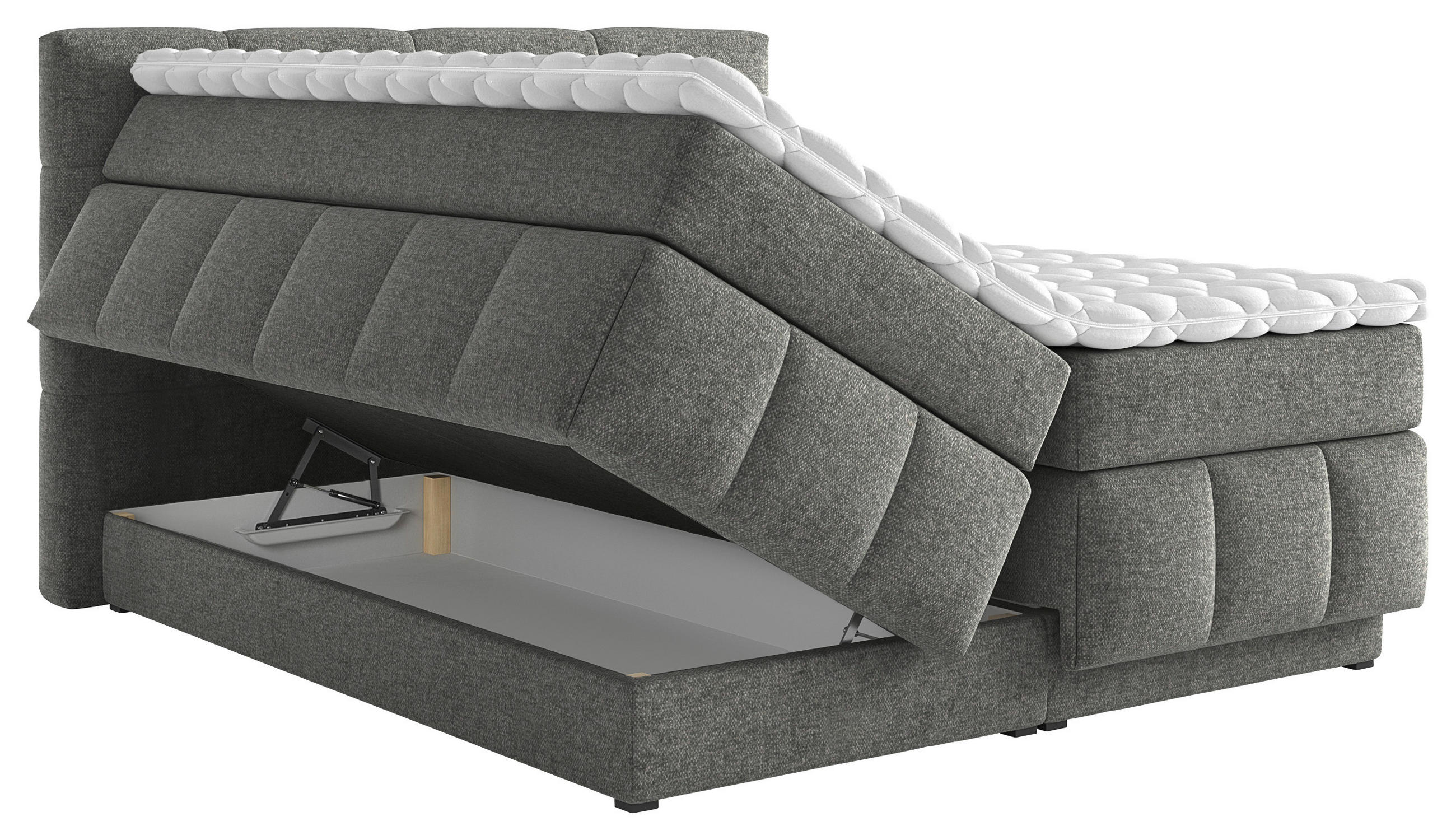 BOXSPRINGBETT 140/200 cm  in Dunkelgrau  - Dunkelgrau/Schwarz, KONVENTIONELL, Kunststoff/Textil (140/200cm) - Carryhome