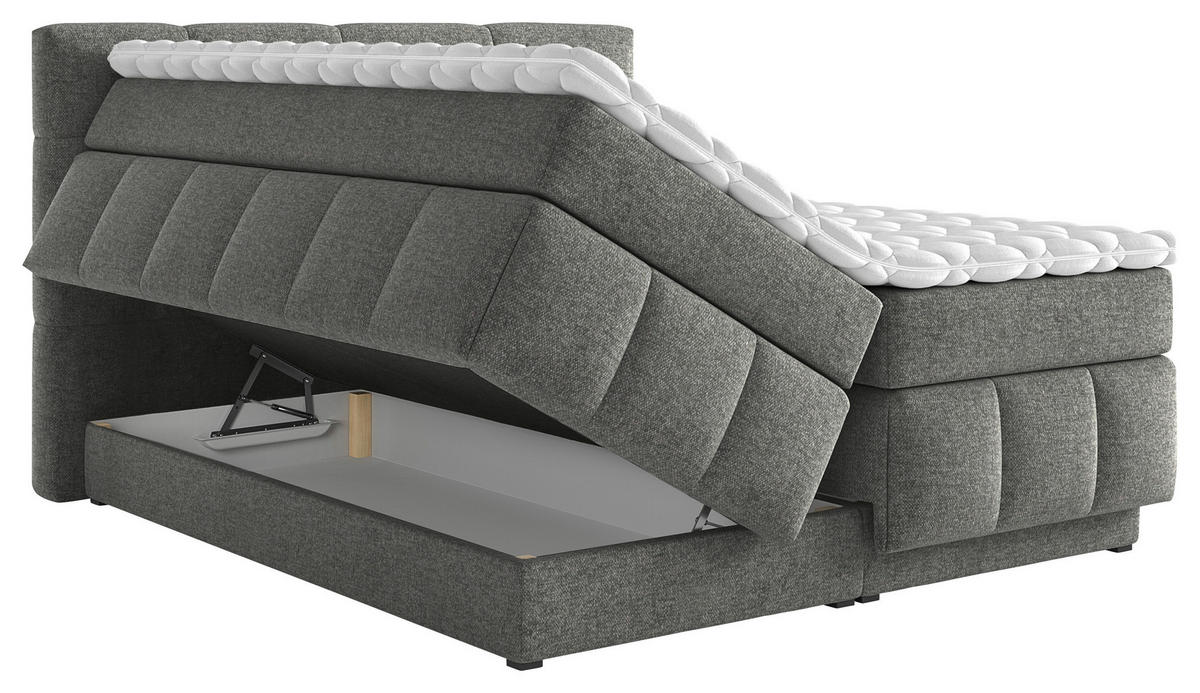 BOXSPRINGBETT 160/200 cm  in Dunkelgrau  - Dunkelgrau/Schwarz, Konventionell, Kunststoff/Textil (160/200cm) - Carryhome