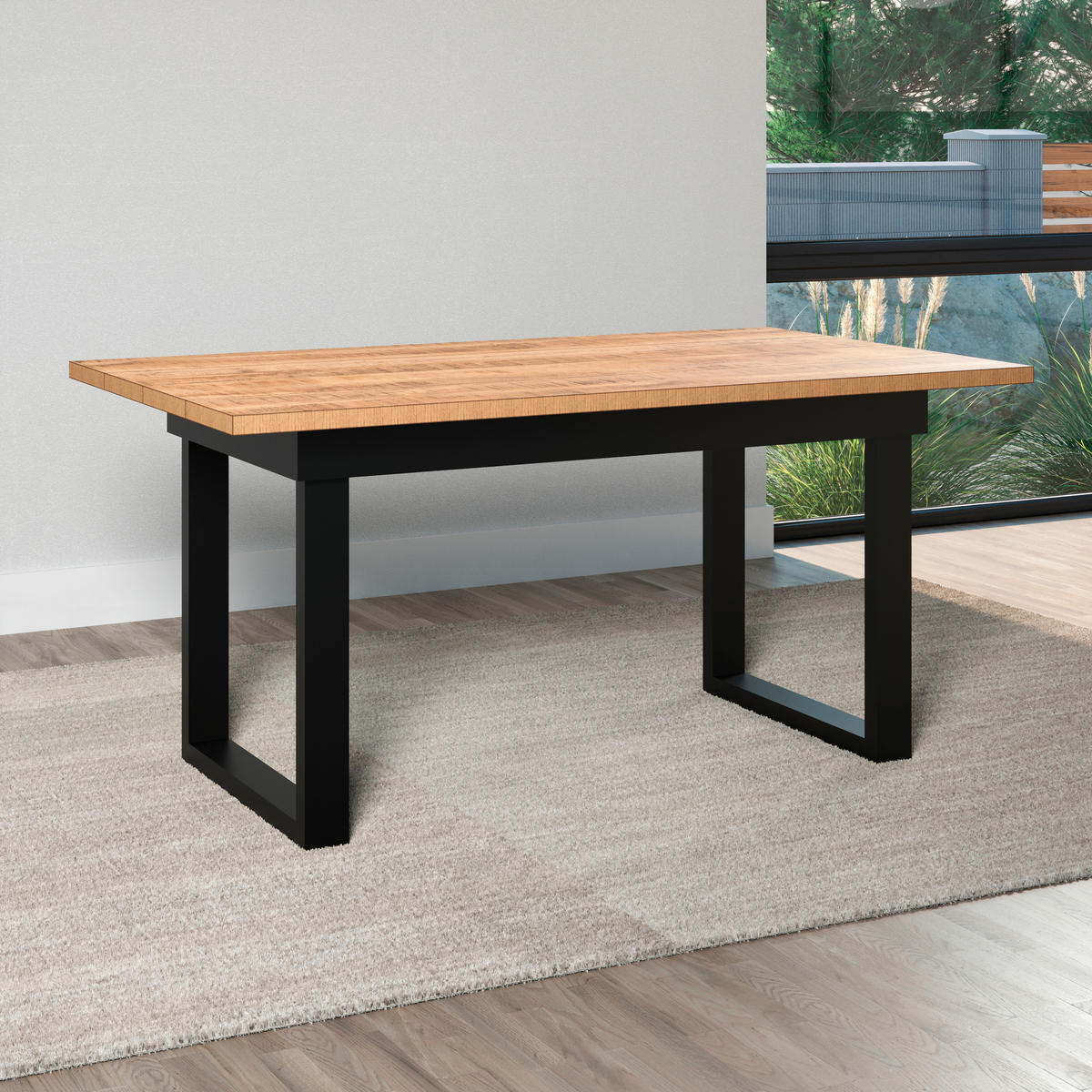 ESSTISCH 160/90/76 cm Nachbildung  Holzwerkstoff rechteckig Schwarz, Braun  - Schwarz/Braun, Basics, Holzwerkstoff/Metall (160/90/76cm) - MID.YOU