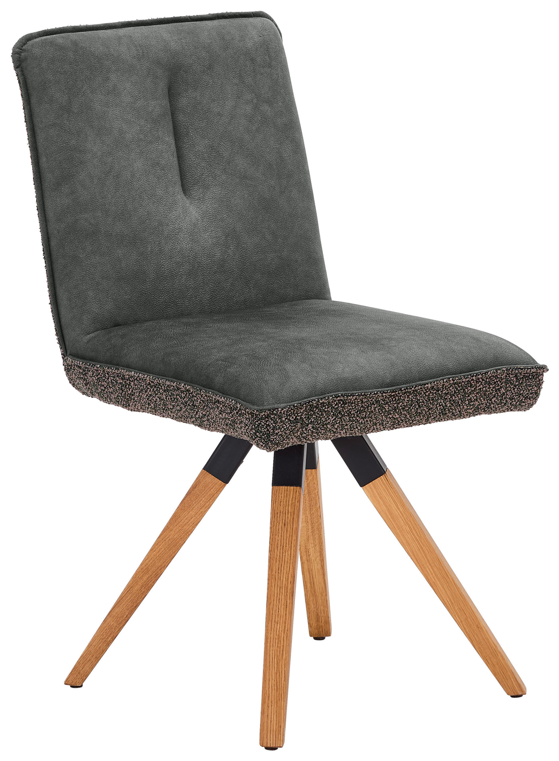 STUHL  Sitzfläche 360° drehbar, automatische Rückholfunktion, Stoff-/Lederauswahl Lederlook  Grün, Dunkelgrün  - Dunkelgrün/Grün, KONVENTIONELL, Holz/Textil (47/88/60cm) - Venda
