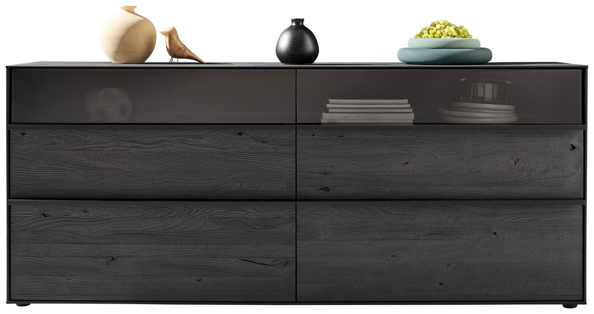 SIDEBOARD Anthrazit  190/80/44 cm  - Anthrazit/Schwarz, Design, Glas/Holz (190/80/44cm) - Johann Jakob