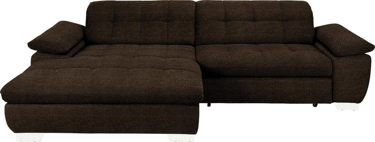 ECKSOFA in Mikrofaser Dunkelbraun  - Chromfarben/Dunkelbraun, Design, Textil/Metall (180/265cm) - Carryhome
