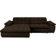 ECKSOFA in Mikrofaser Dunkelbraun  - Chromfarben/Dunkelbraun, Design, Textil/Metall (180/265cm) - Carryhome