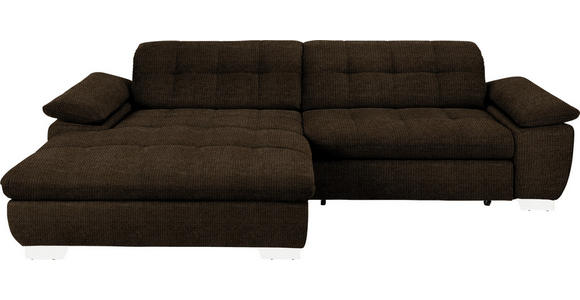 ECKSOFA in Mikrofaser Dunkelbraun 180/265 cm - Chromfarben/Dunkelbraun, Design, Textil/Metall (180/265cm) - Carryhome