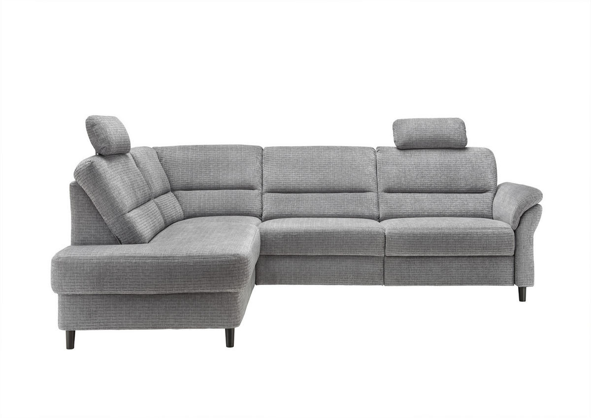 ECKSOFA in Mikrofaser Grau  - Weiss/Schwarz, Modern, Holz/Textil (190/266cm) - Livetastic