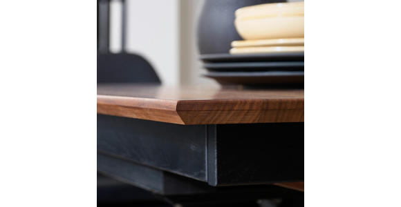 ESSTISCH in Holz, Metall 180-265/100/75 cm  - Nussbaumfarben/Schwarz, Natur, Holz/Metall (180-265/100/75cm) - Linea Natura