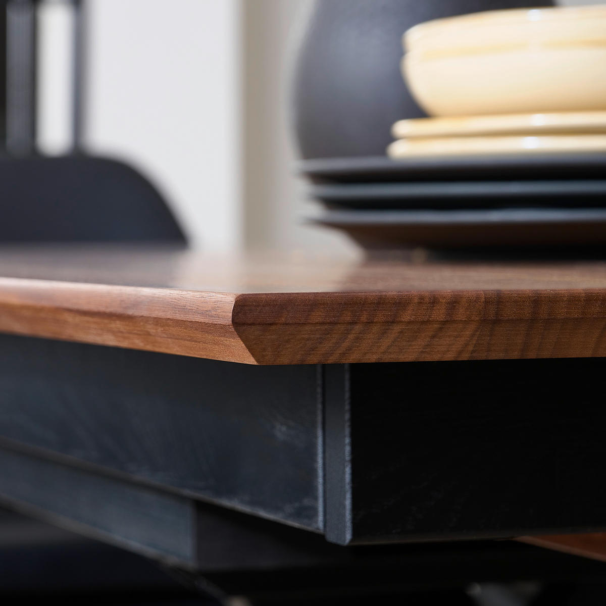 ESSTISCH Holz, Metall 180-265/100/75 cm  - Nussbaumfarben/Schwarz, Natur, Holz/Metall (180-265/100/75cm) - Linea Natura