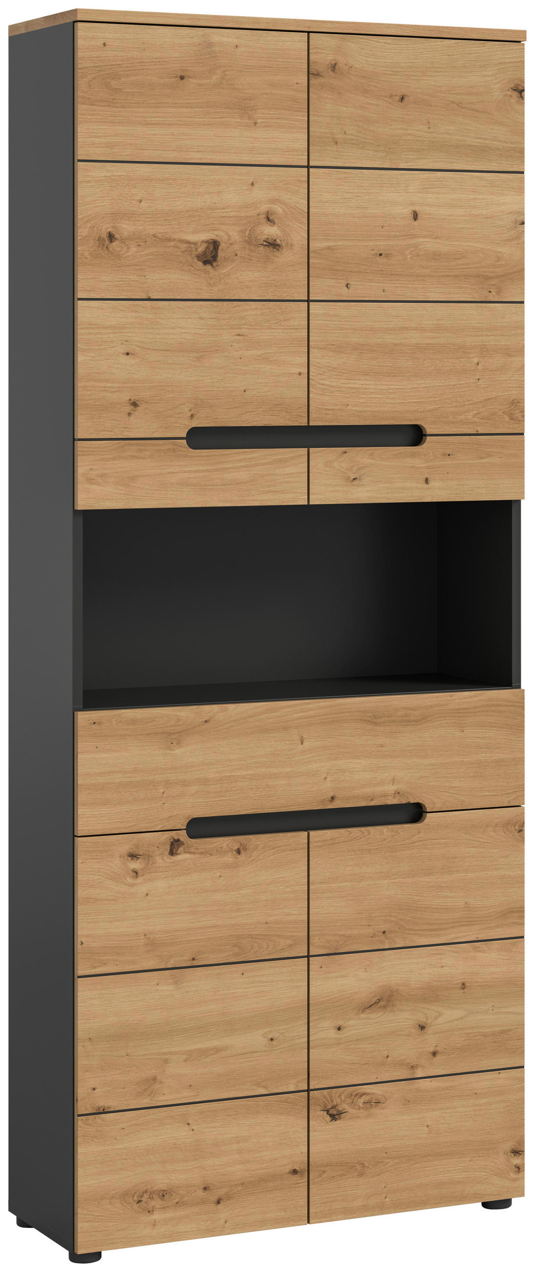 HOCHSCHRANK 76/193/34 cm  - Dunkelgrau/Schwarz, MODERN, Holzwerkstoff/Kunststoff (76/193/34cm) - MID.YOU