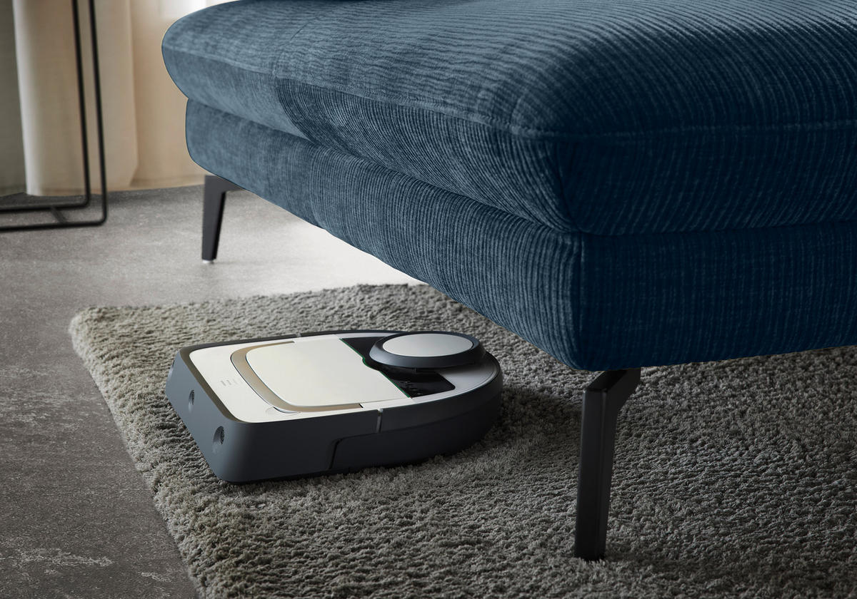 WOHNLANDSCHAFT in Webstoff Blau  - Blau/Schwarz, Design, Textil/Metall (157/354/208cm) - Dieter Knoll