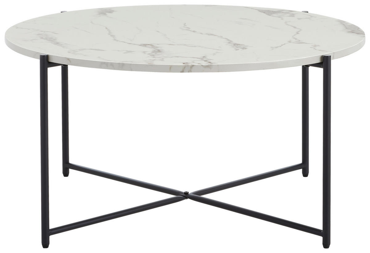 COUCHTISCH in Metall, Holzwerkstoff 83/83/40 cm  - Weiss/Schwarz, Konventionell, Holzwerkstoff/Metall (83/83/40cm) - MID.YOU