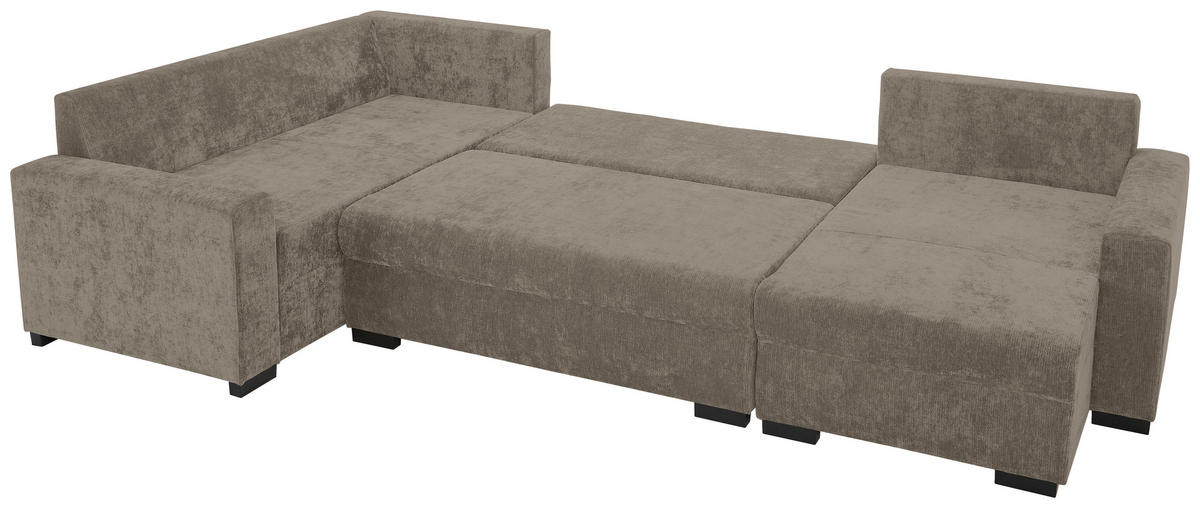 WOHNLANDSCHAFT Taupe Chenille  - Taupe/Schwarz, KONVENTIONELL, Kunststoff/Textil (183/311/140cm) - Ti'me