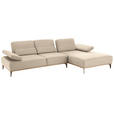 ECKSOFA in Mikrofaser Beige  298/176 cm  - Beige/Bronzefarben, Natur, Textil/Metall (298/176cm) - Valnatura