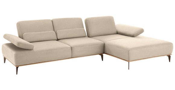 ECKSOFA in Mikrofaser Beige  298/176 cm  - Beige/Bronzefarben, Natur, Textil/Metall (298/176cm) - Valnatura