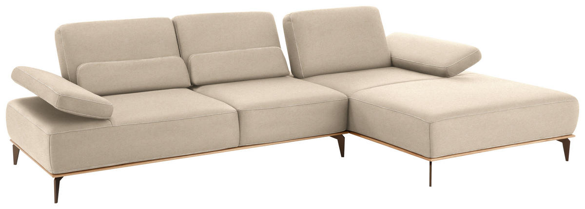 ECKSOFA in Mikrofaser Beige  - Beige/Bronzefarben, Natur, Textil/Metall (298/176cm) - Valnatura