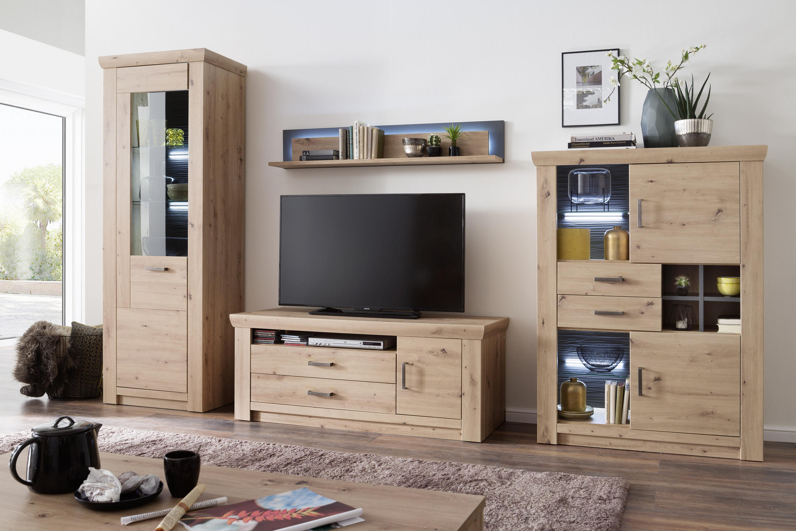 HYLLKOMBINATION  i antracit, ekfärgad  336/211/55 cm  - nickelfärgad/antracit, Design, metall/trämaterial (336/211/55cm) - Livetastic