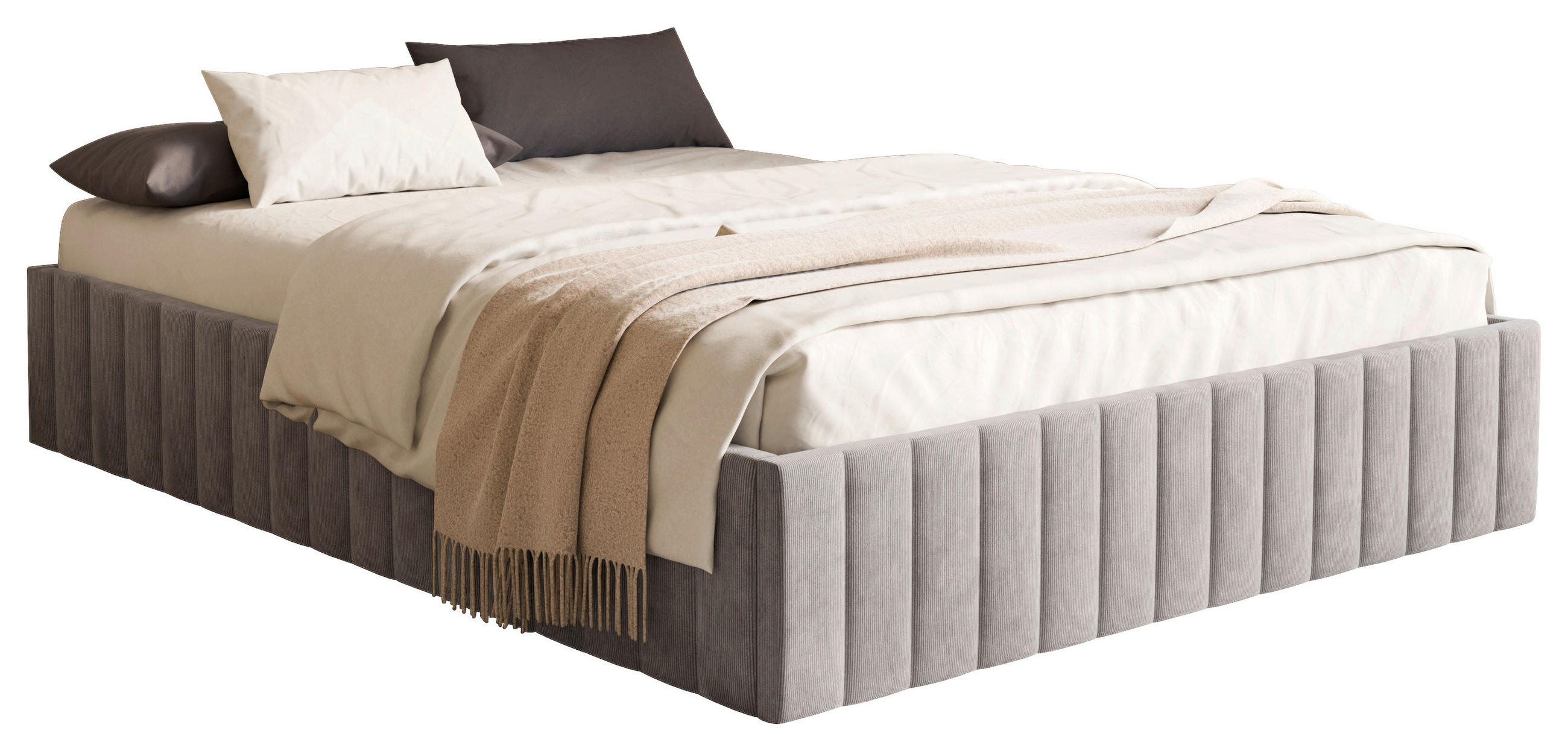 POLSTERBETT Bettkasten, Lattenrost 180/200 cm  in Hellgrau  - Hellgrau/Schwarz, Design, Holz/Textil (180/200cm) - Boxxx