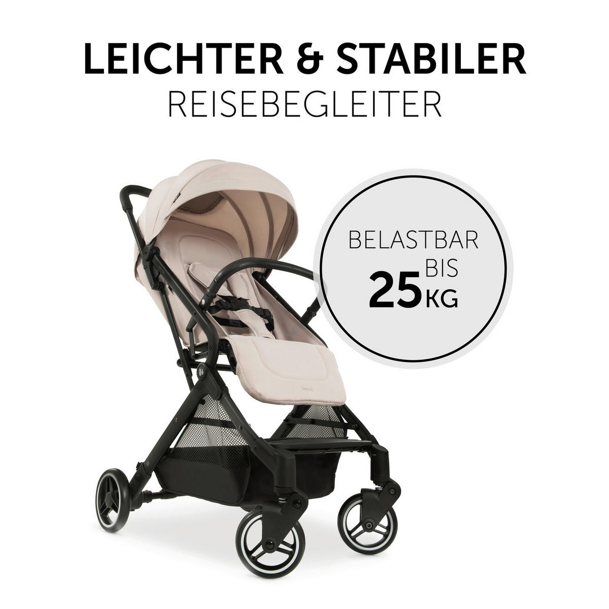 BUGGY Travel N Care  - Beige/Schwarz, Basics, Metall (86/50/104cm) - Hauck