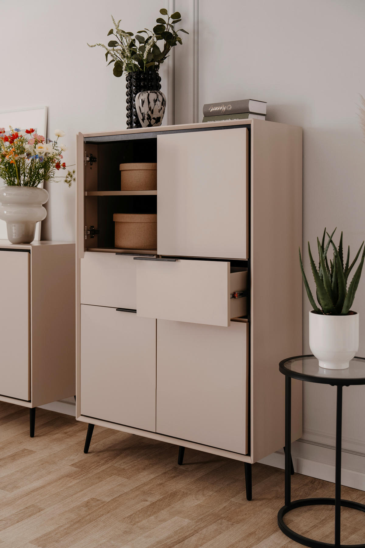 HIGHBOARD  in 90/140/38 cm  - Sandfarben/Schwarz, KONVENTIONELL, Holzwerkstoff/Kunststoff (90/140/38cm) - Livetastic