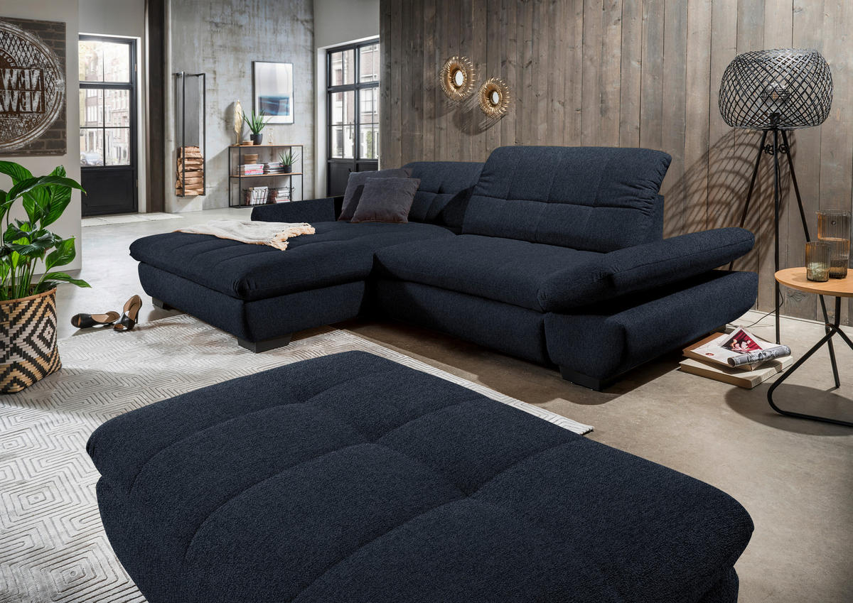 ECKSOFA in Mikrofaser Dunkelgrau  - Dunkelgrau/Schwarz, Design, Textil/Metall (198/290cm) - Xora