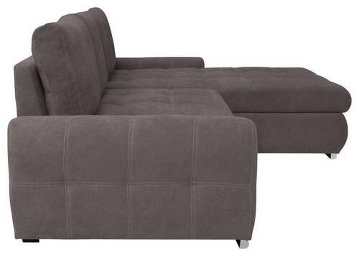 ECKSCHLAFSOFA in Velours Braun  - Chromfarben/Weiss, Design, Kunststoff/Textil (277/175cm) - Livetastic