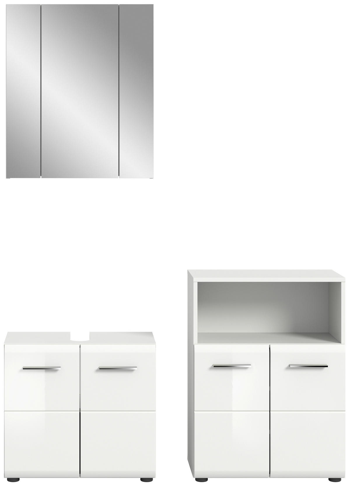 KOPALNICA  bela, visoki sijaj  - srebrne barve/črna, Moderno, umetna masa/steklo (120cm) - MID.YOU