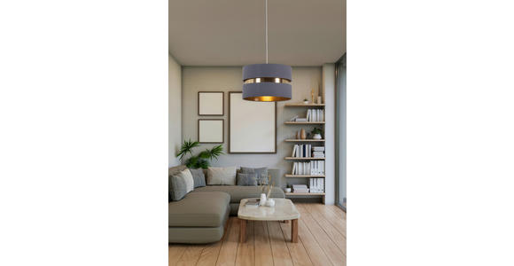 HÄNGELEUCHTE 37/120 cm  - Goldfarben/Grau, MODERN, Kunststoff/Textil (37/120cm) - Novel