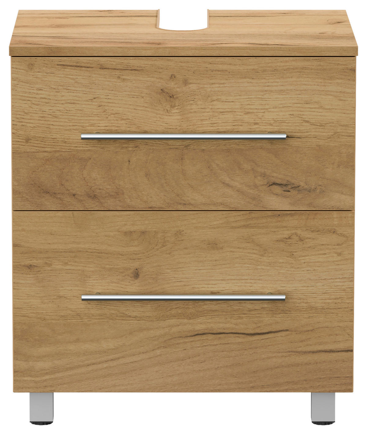 WASCHBECKENUNTERSCHRANK 55/63/41,6 cm  - Eichefarben/Silberfarben, MODERN, Holzwerkstoff/Metall (55/63/41,6cm) - MID.YOU