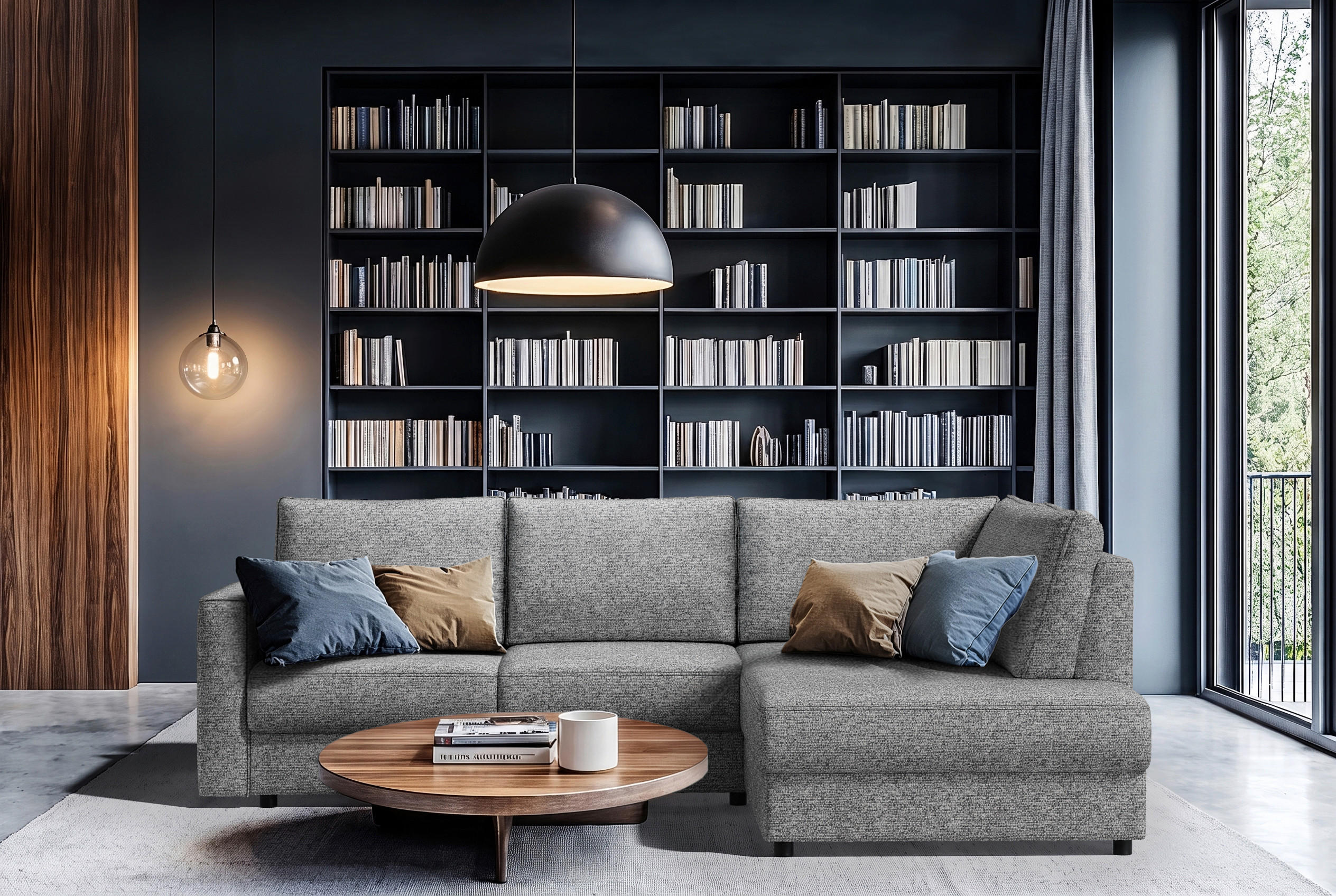ECKSOFA DELANTO CLOSED Anthrazit Chenille Bettkasten  - Anthrazit, MODERN, Holz/Kunststoff (280/89cm) - Livetastic