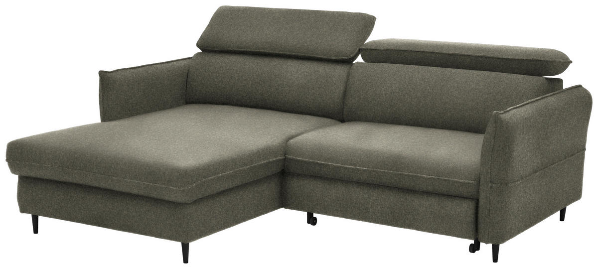 ECKSOFA in Samt Taupe  - Taupe/Schwarz, Design, Holz/Textil (185/232cm) - Stylife
