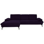 ECKSOFA Dieter Knoll in Chenille, Mikrofaser Aubergine, Violett  157/299 cm  - Violett/Aubergine, Design, Textil/Metall (157/299cm) - Dieter Knoll