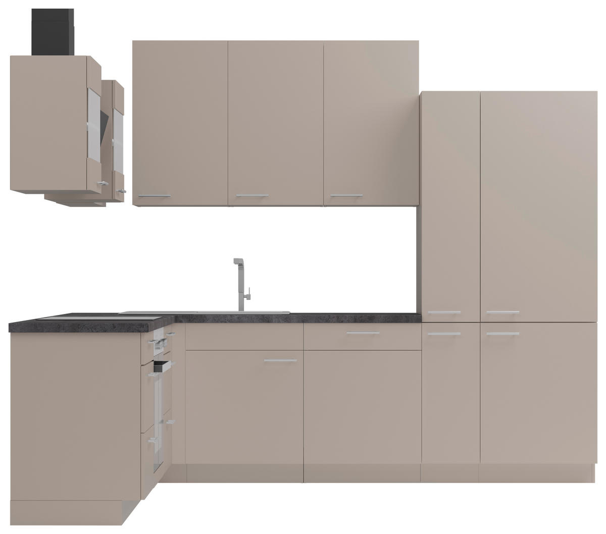 ECKKÜCHE 225/275 cm  in Kaschmir  - Kaschmir/Edelstahlfarben, Design, Holzwerkstoff/Metall (225/275cm) - Xora