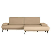ECKSOFA Echtleder Sandfarben  - Sandfarben/Schwarz, Konventionell, Leder/Metall (301/180cm) - Joop!