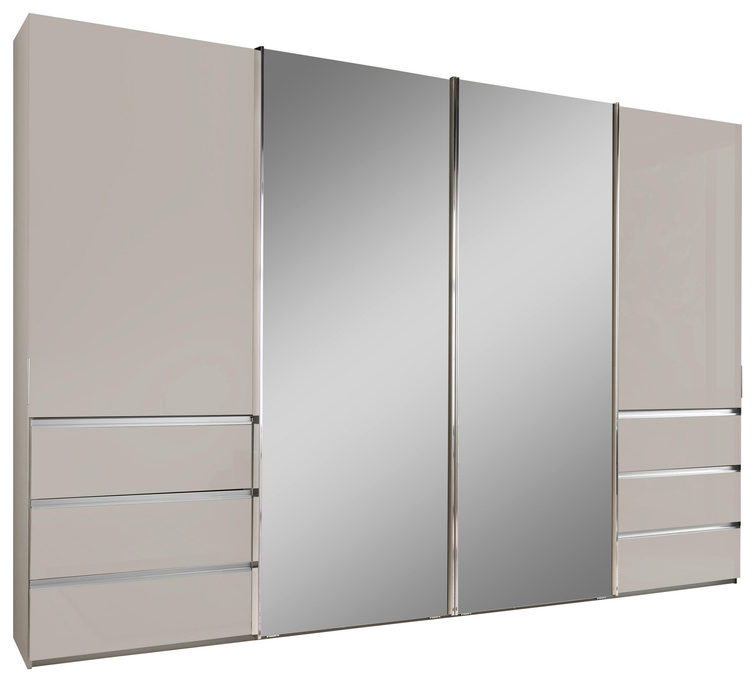 SCHWEBETÜRENSCHRANK  in Champagner  - Chromfarben/Champagner, Design, Glas/Holzwerkstoff (330/236/67cm) - Novel