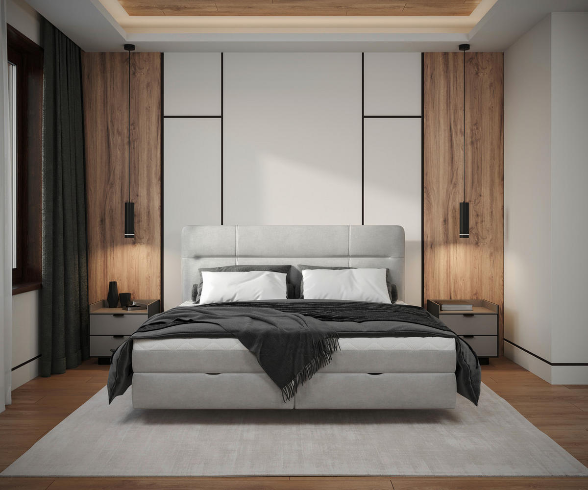 BOXBETT 140/200 cm  in Hellgrau  - Hellgrau, Modern, Holz/Holzwerkstoff (140/200cm) - MID.YOU