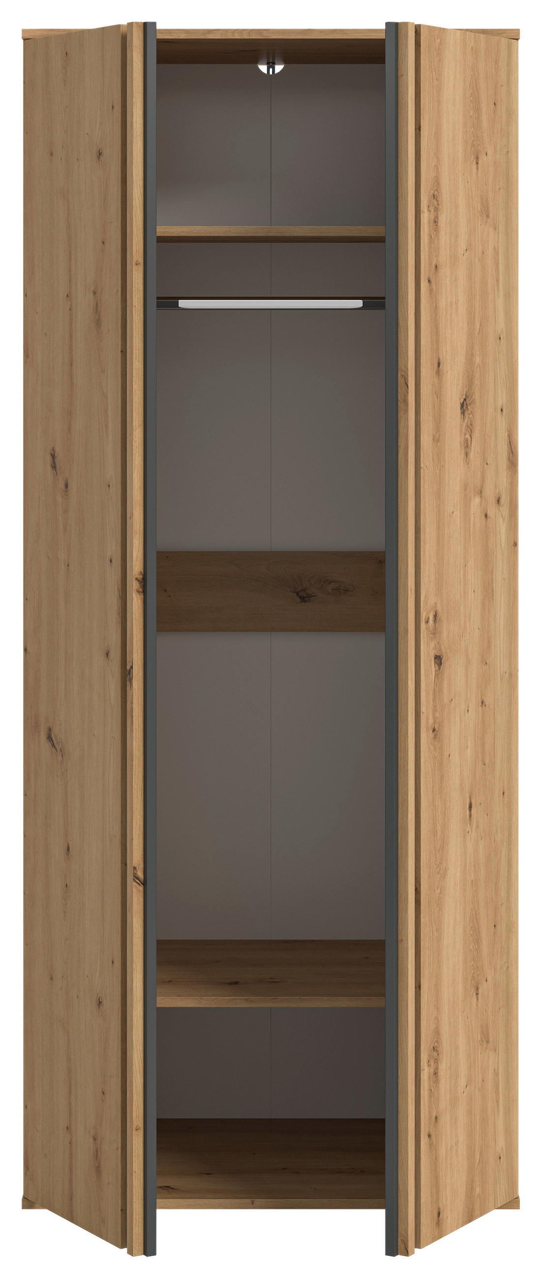 DREHTÜRENSCHRANK 80/192/56 cm,  in Anthrazit, Eiche Artisan, 2-türig  - Anthrazit/Eiche Artisan, ROMANTIK / LANDHAUS, Holzwerkstoff (80/192/56cm) - Livetastic