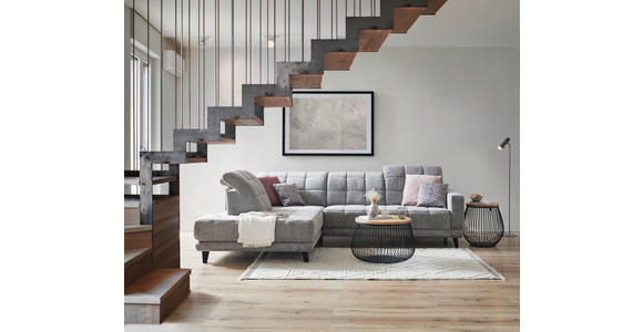 ECKSOFA  in Webstoff Grau  216/302 cm  - Schwarz/Grau, Design, Holz/Textil (216/302cm) - Xora