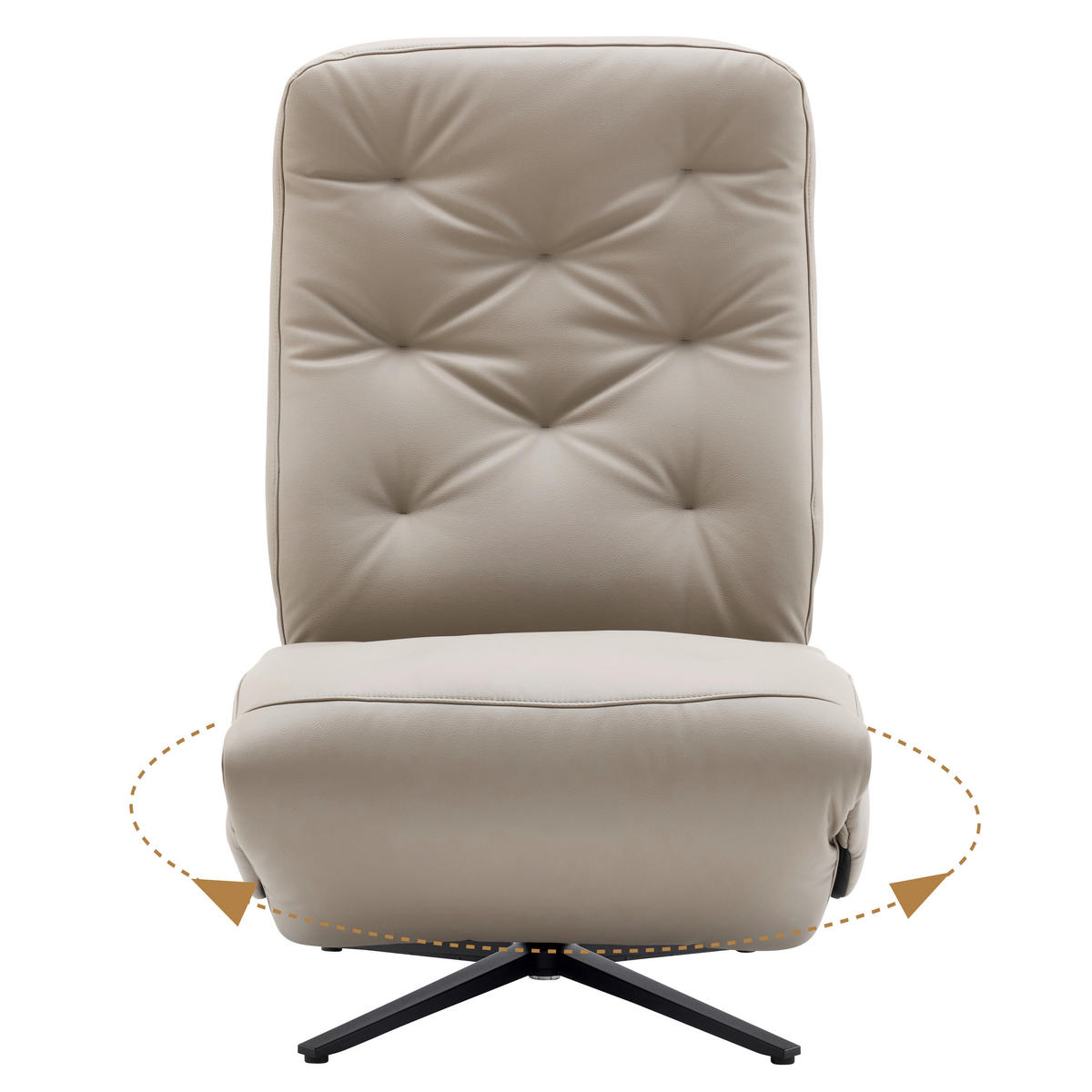 RELAXSESSEL Webstoff Relaxfunktion, Fußteilverstellung    - Taupe/Schwarz, Design, Textil/Metall (68/113/84cm) - Livetastic