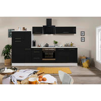 KÜCHENBLOCK 300 cm   in Schwarz, Weiß  - Edelstahlfarben/Schwarz, KONVENTIONELL, Holzwerkstoff/Metall (300cm) - Respekta