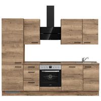 KÜCHENLEERBLOCK 270 cm   in Eiche dunkel  - Eiche dunkel/Schwarz, MODERN, Holzwerkstoff/Metall (270cm) - Nobilia