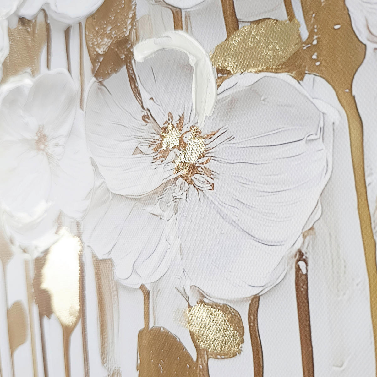 LEINWANDBILD Blumen 70/100 cm  - Goldfarben/Weiß, Basics, Holz/Textil (70/100cm)