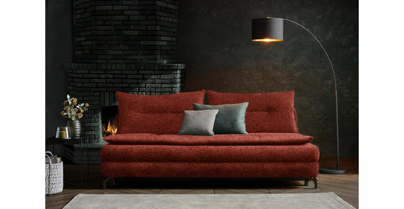 SCHLAFSOFA in Chenille, Plüsch Rostfarben - Rostfarben/Schwarz, MODERN, Textil/Metall (208/73/92/102cm) - Novel