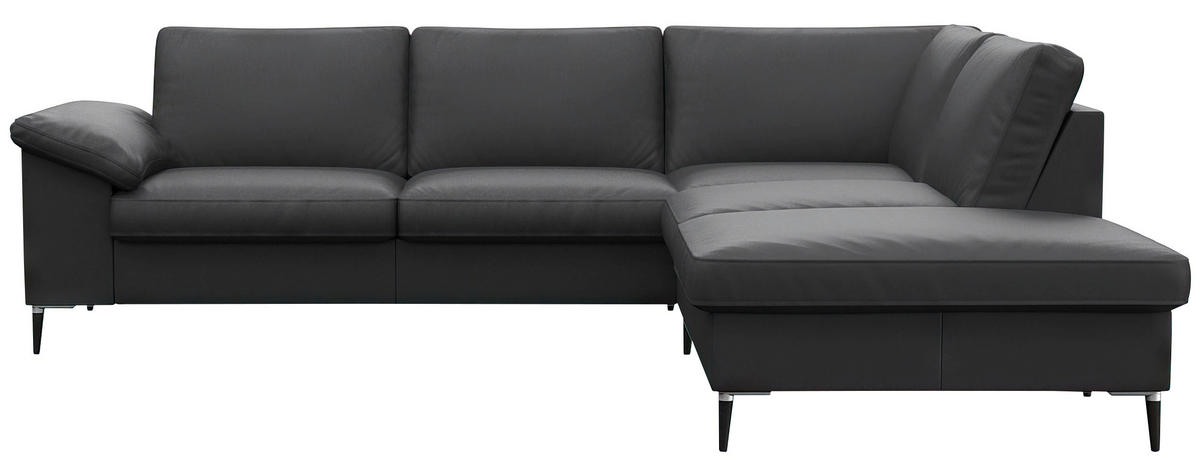 Freisteller von Livetastic ECKSOFA Schwarz Echtleder.