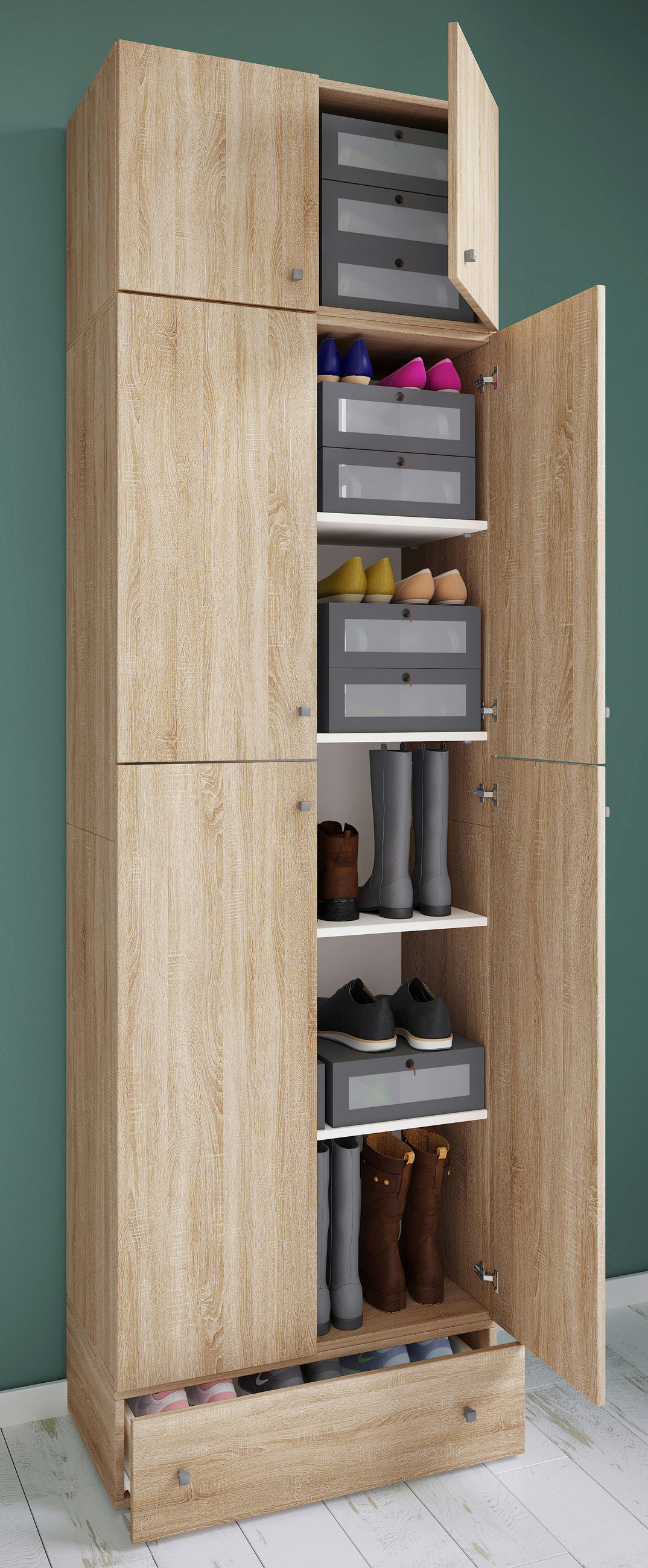KLEIDERSCHRANK  in Sonoma Eiche  - Buchefarben/Grau, MODERN, Holzwerkstoff/Kunststoff (70/240/39cm) - MID.YOU