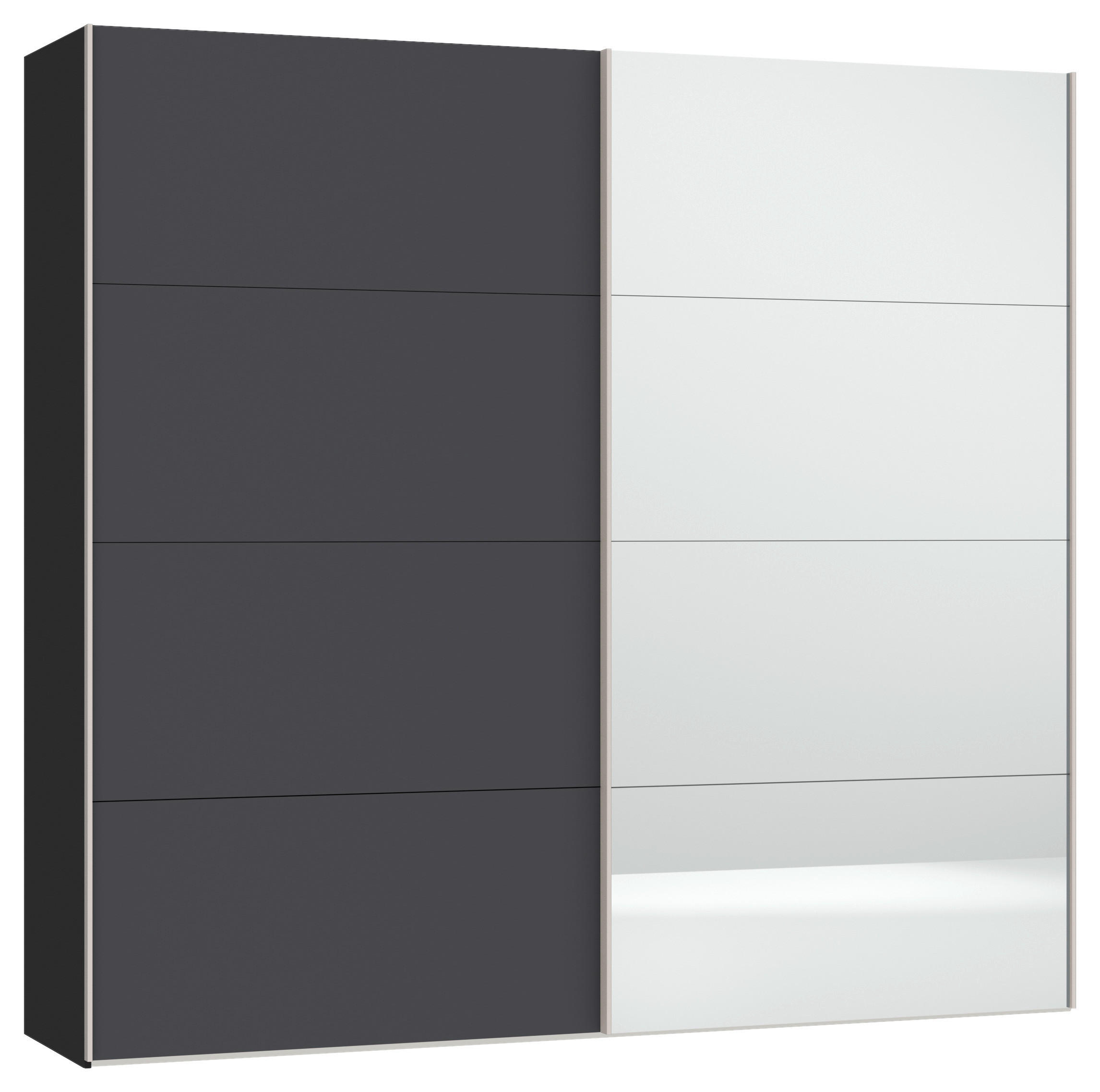SCHWEBETÜRENSCHRANK 253/236/65 cm 2-türig Anthrazit, Schwarz  - Edelstahlfarben/Anthrazit, Design, Glas/Holzwerkstoff (253/236/65cm) - Boxxx