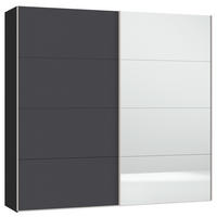 SCHWEBETÜRENSCHRANK in Anthrazit, Schwarz  - Edelstahlfarben/Anthrazit, Design, Glas/Holzwerkstoff (253/236/65cm) - Carryhome