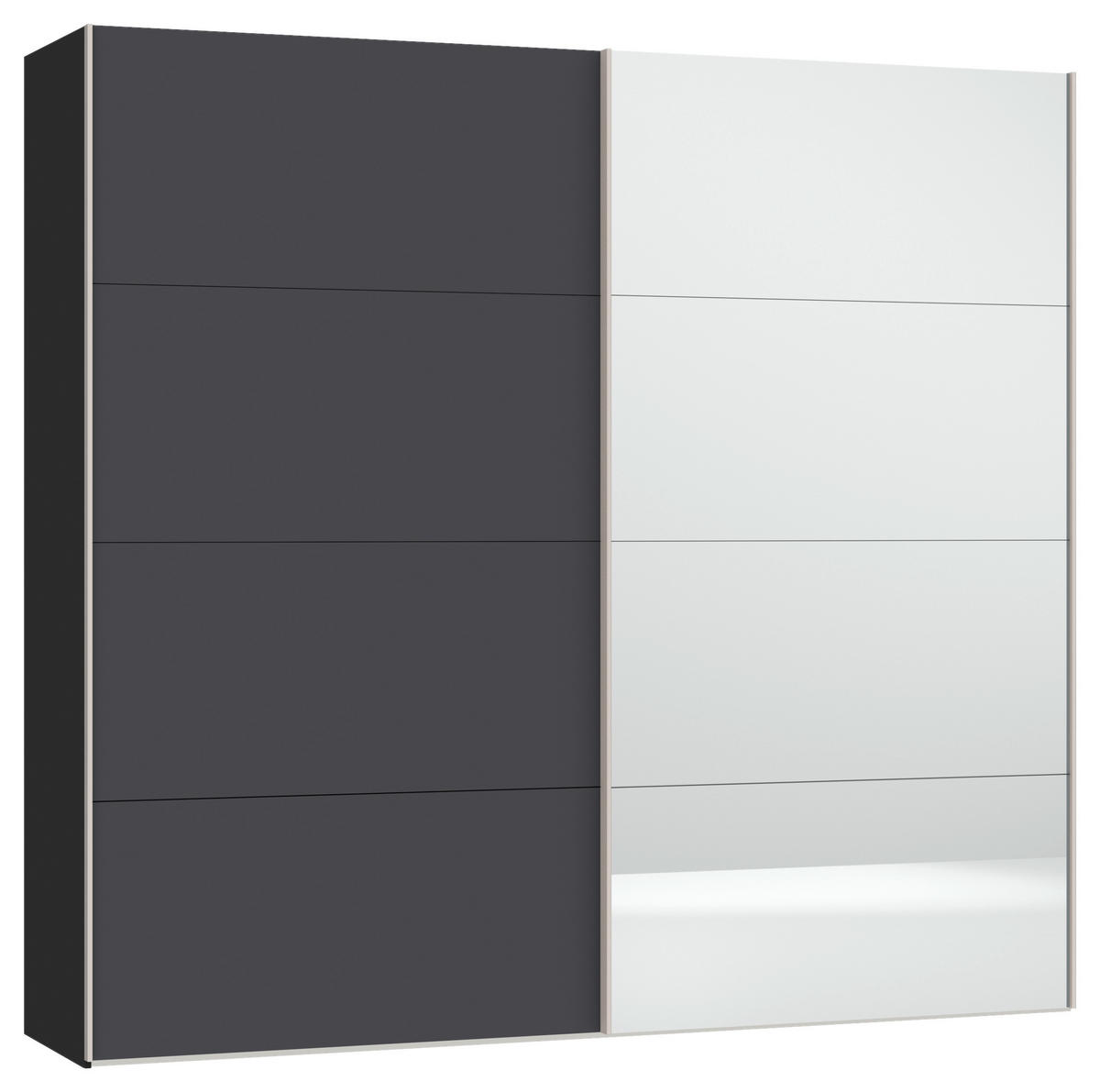 SCHWEBETÜRENSCHRANK in Anthrazit, Schwarz  - Edelstahlfarben/Anthrazit, Design, Glas/Holzwerkstoff (253/236/65cm) - Carryhome